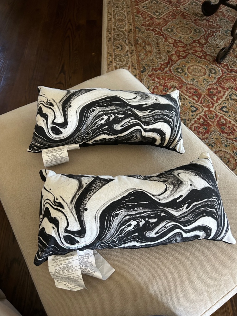 Black & White Marble Pattern Lumbar Pillow Set - Home Accents